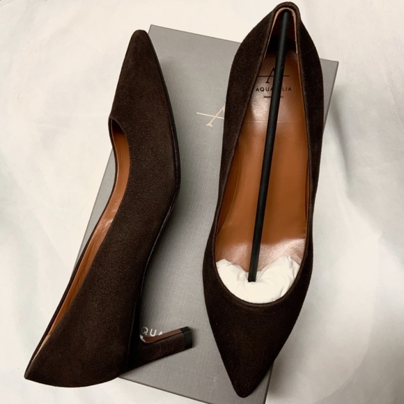 Aquatalia Marianna Suede Pointed Toe Pump Espresso - Picture 16 of 16
